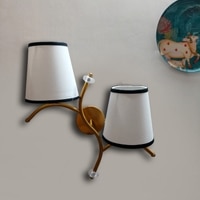 Devansh Metal Electric Wall Light in Gold Colour with White & Black Shade Count of 2 Lights