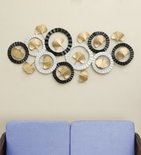 W-Round Abstract Metal Wall Decor in Multicolor Set of 1