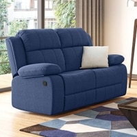 Griffin Fabric Two Seater Manual Recliner in Lapis Blue Fabric Colour
