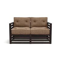Raymond Wooden Sofa - American Walnut Finish (Safari Brown) (Custom Set - Sofas : 0002; Standard Set - Sofas : none; Finish : american walnut; Sofa Material : fabric; Sofa Size : regular; Sofa Type : regular; Colour : safari brown)