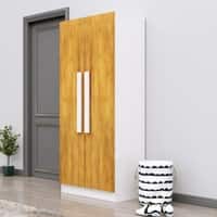 Hexa Red Wooden 2 Door Wardrobe with 4 Shelves in Frosty White and Giant Wood Colour