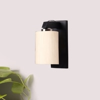 Devansh Solid Wood Electric Wall Light in Brown Colour with off-white Shade Count of 1 Light