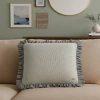 Ruffle Mint Cream  And Duck Egg Cushion Cover  16X16 Inches