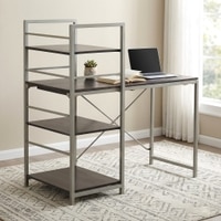 Kerdley Sheesham Wood with Metal Frame Study Computer Table In Dark Mahagony Finish