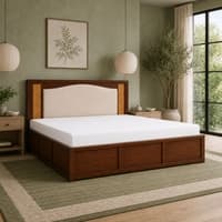 Reva Solid Wood Comfort King Bed Box Storage Provincial Teak Finish Mattress 72 x 78 Inches