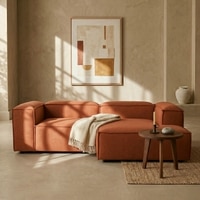 Elegantedge Wood Left Aligned 2-Seater With Upholstery Non Storage Sofa In Brown Colour