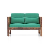 Korai Plus Two seater sofa -Finish -Teak,Fabric - Lagoon Green Futon