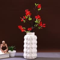 White Geometric Designed Ceramic Vase