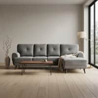 Riga 5 Seater Velvet Fabric Left Hand Side Lounger in Dark Grey