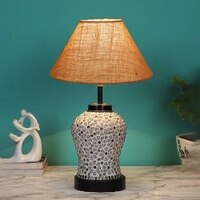 Hattie Beige Jute Glass Table lamp with Iron Base