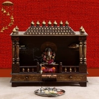 D'Dass Copper Sheesham and Mdf Wooden Temple For Pooja In Home and Office
