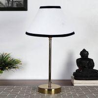 White & Black cotton with Metal Gold Table Lamp