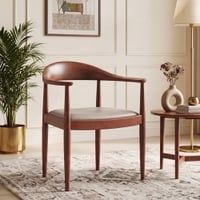 Dara Solid Wood Dining Chair in Honey Finish & Taupe Leatherette Colour