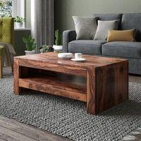 Epsilon Rectangular Solid Wood Coffee Table In Teak Finish