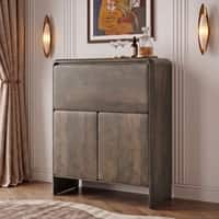 Cabo Solid Wood 2 Door Bar Cabinet In Danish Walnut Finish