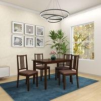 Monterey 4 Seater Dining Set with 4 Chairs (Rubberwood, Dark Cappuccino Finish)