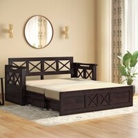Bram 3 Seater Pull Out Sofa cum Bed In Macadamia Brown Colour