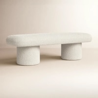 Cassy Boucle 2 Seater Modern Ottoman Bench in Off white  Color
