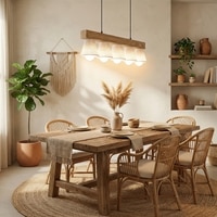Hexa Brown Solid Wood Cluster Hanging Light