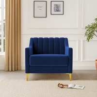 Fame  Velvet 1 Seater Sofa in Navy Blue Colour