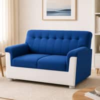 Enzo 2 Seater Sofa In Fabric White & Blue Color
