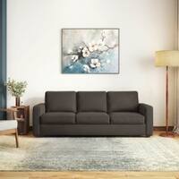 Apollo Compact High Back 3 Seater  Fabric Sofa In Stone Grey Velvet Colour