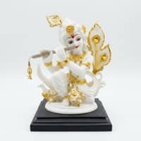 Devotional Mor Mukut Gopal Statue in White and Gold Colour