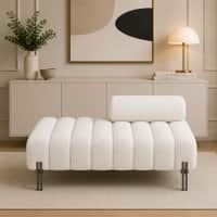 Doe Buck Luxury Boucle Accent Lounge Chair in White Colour with Black Metal Legs