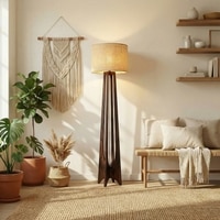 Camille Beige Jute Floor Lamp with Beige Jute Base