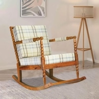 Silzar Solid Wood Lounge Chair In Biege Colour