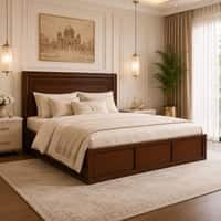 Sahaj Solid Wood Comfort King Bed Hydraulic Storage Provincial Teak Finish Mattress 72 x 78 Inches