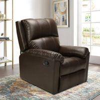 Chicago Leatherette One Seater Manual Recliner in Brown Colour