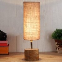 London Beige jute & solid wood table lamp