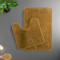 Luxe Home Polyester Newman Contour Bath Mat Set of 2 (Gold 45x75 cm & 40x45)