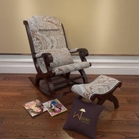 Burnis Solid Wood Rocking Chair in Beige printed Colour