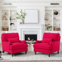 Dexter Boucle Fabric Lounge Chair in Red Colour
