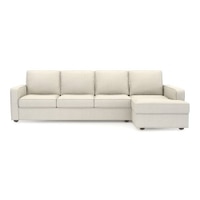 Apollo Compact Sofa (Colour : Pearl, Cushion : Hard, Back Type : Regular, Seating Capacity : Right Aligned 3 Seater + Right Aligned Chaise + Ottoman)
