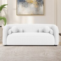 Zenol Boucle Fabric 2 Seater Sofa In White