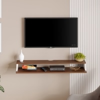 BLUEWUD Maisy Large Engineering Wood Wall Mount TV Entertainment Unit Set Top Box Stand/TV Cabinet Panel with Shelves for Books & D�cor Display Unit Standard Upto 50 Inches (Brown Maple & White)