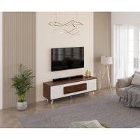 Mayrone Engineering Wood TV Entertainment Unit Set Top Box Stand/TV Cabinet/Chest of Drawers with Storage Shelves for Books & Decor Display Unit Upto 60 Inches (Brown Maple & Frosty)