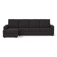 Apollo Compact Sofa (Colour : Graphite Grey, Cushion : Soft, Back Type : High Back, Seating Capacity : Left Aligned 3 Seater + Left Aligned Chaise + Ottoman)