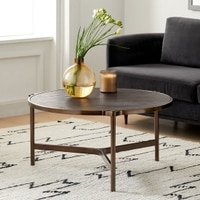 Albertoni Round Coffee Table With Ss Base In Bronze Colour