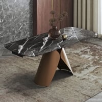 Aeris Ceramic 6 to 8 Seater Extendable Dining Table in Black Jade Finish