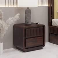 Lotus Shesham Solid Wood 2 Drawer Bedside In Walnut Finish