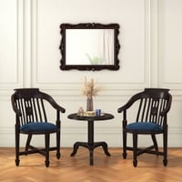 Tahira Arm Chair -Finish - Mahogany Fabric- Blue Velvet