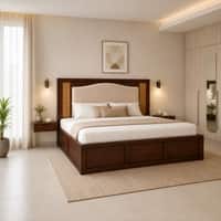 Riva Solid Wood Comfort King Bed Hydraulic Storage Provincial Teak Finish Mattress 72 x 78 Inches