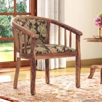Bella Solid Wood Lounge Chair Finish Teak with Chintz Floral Colour