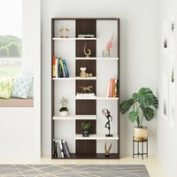 BLUEWUD Maxelle Engineered Wood Bookshelf Cabinet Book Rack Organizer with Shelves for Decor Display, Cabinet Floor Standing for Home Library (Wenge & White)