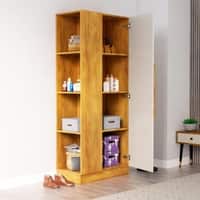 Hexa Red Wooden 1 Door Wardrobe with Hanging Space in Giant Wood and Frosty White Colour