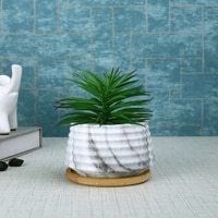 Artificial Succulent Plant In White Marble Effect Pot
